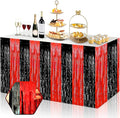 3 Pack 29x108 Inch Black Red Foil Fringe Table Skirts Metallic Banner by Ferwzsr