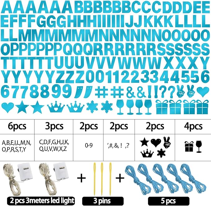 175Pcs DIY Glitter Customizable Banner Kit Happy Birthday Custom Letters Banner - Image 3