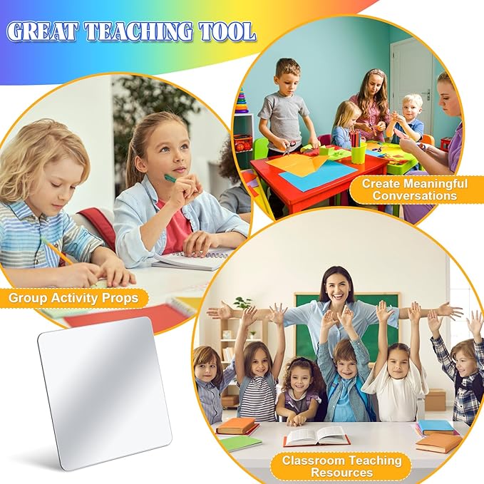 Dandat 10 Pcs Small Mirrors for Kids 6 x 6 Inch Square Shatter Proof Reflector - Image 5