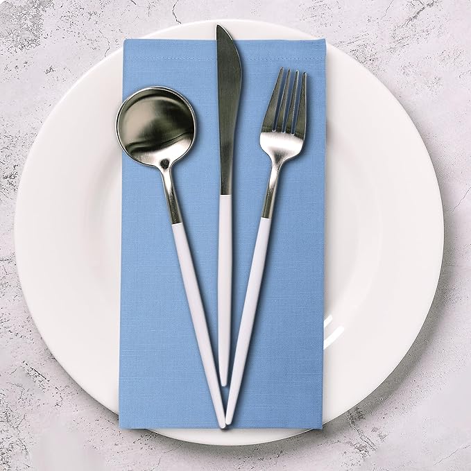 Urban Villa Ice BlueNapkins Solid Set of 12 Cloth Dinner Napkins Size 20x20 - Image 6