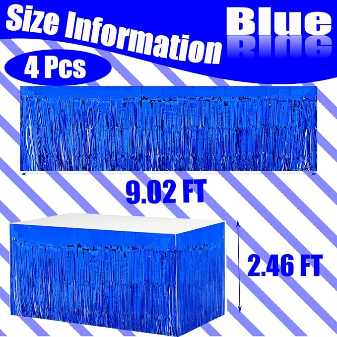 4 Pack 29x108 Inch Metallic Foil Fringe Tinsel Table Skirts - Image 2