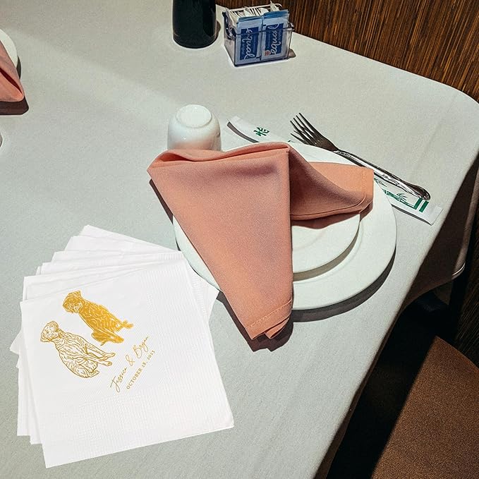 Luxury Custom Illustrated Dog Wedding Napkins, Custom Pet, Personalized Photo - Image 6