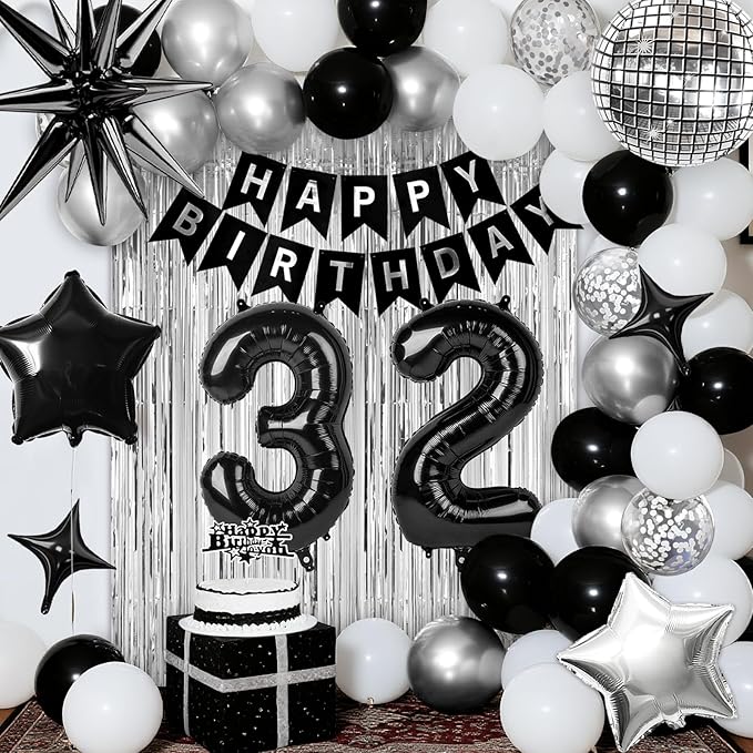 32nd Birthday Decorations for Men Women, Fringe Curtains Kit - Image 7
