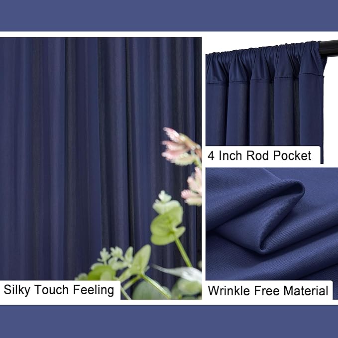 20 ft x 8 ft Navy Blue Backdrop Curtain Panels, 4 Panels 5 ft x 8 ft Wrinkle - Image 5