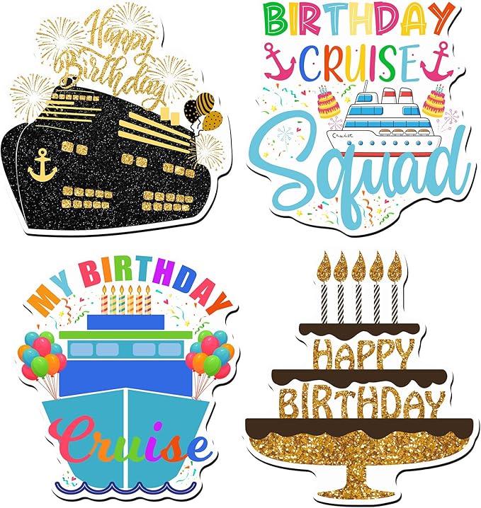 Hoteam 4 Pcs Birthday Cruise Door Decorations Magnetic Large Happy Birthday by Hoteam