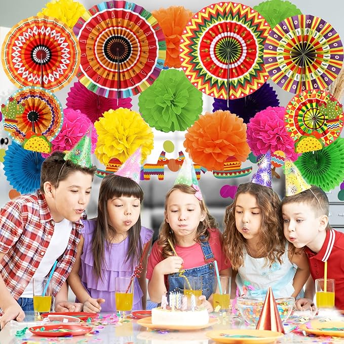 ZERODECO Fiesta Mexican Party Decorations, Pom Poms Flowers - Image 7