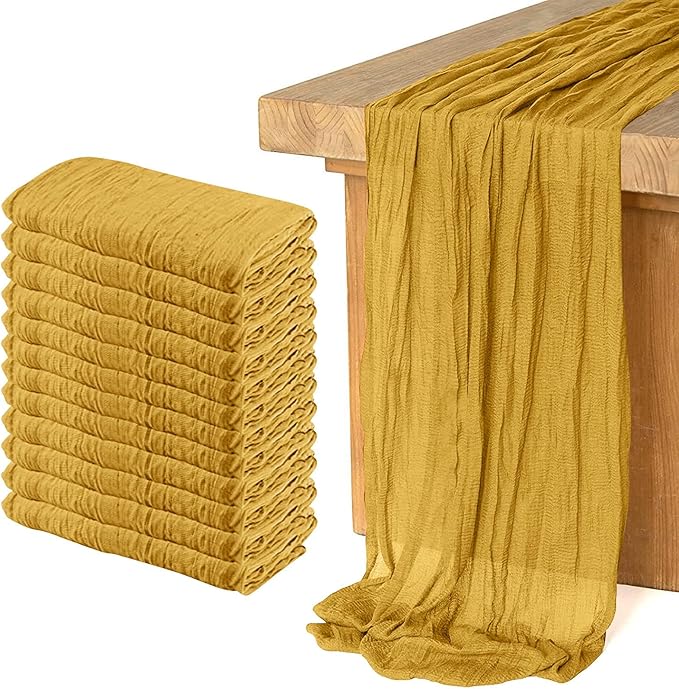 12 Pack Cheesecloth Table Runner, Runner Gauze Boho Wedding Decor Romantic by HOME