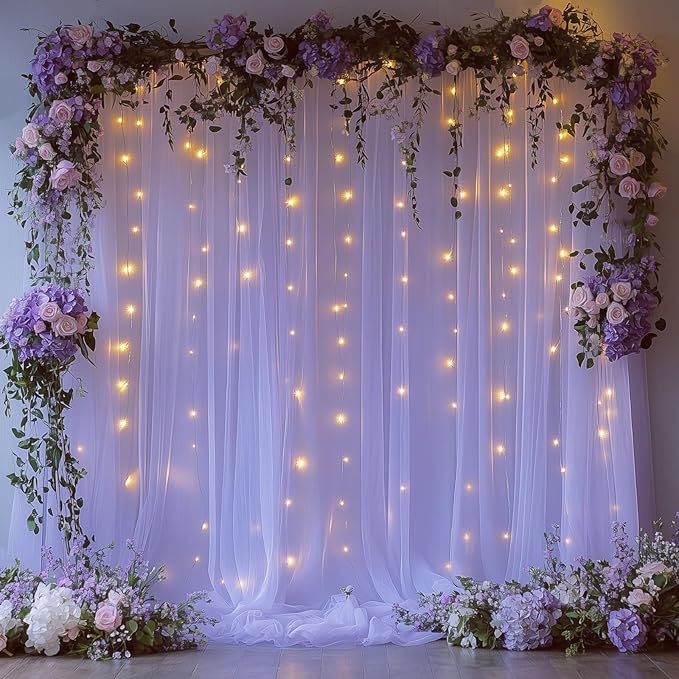 Lavender Tulle Backdrop Curtain by Unknown