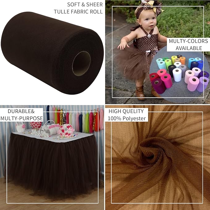 Brown Tulle Fabric Rolls 6 Inch by 100 Yards Fabric Spool Tulle Ribbon - Image 7