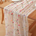 White Embroidery Daisy Fall Table Runner 120Inch 10FT Florals Soft Sheer Tulle by Unknown