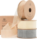 Vitalizart Organza Sheer Ribbon 1 inch x 30 Yd Cream White Rose Gold & Silver by Vitalizart