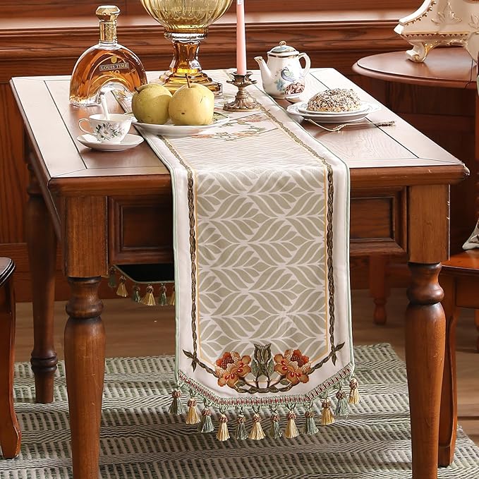 patdrea Designer Elegant French Floral Velvet Table Runner 102 Inch Long - Image 3
