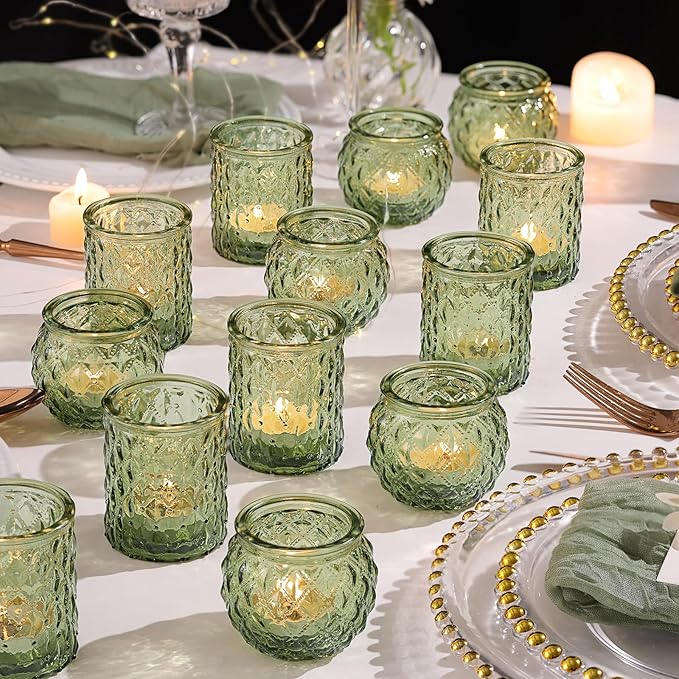 36pcs Assorted Green Votive Candle Holders, Tea Lights Candle Holder by NITIME