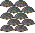 QIRMIZI 10 Pack Fabric Folding Handheld Fans, and Dancing by QIRMIZI