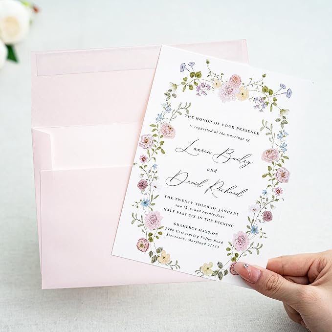 PONATIA 50 PCS 5x7 Envelopes, Blush Pink Self- Adhesive A7 Envelopes - Image 7