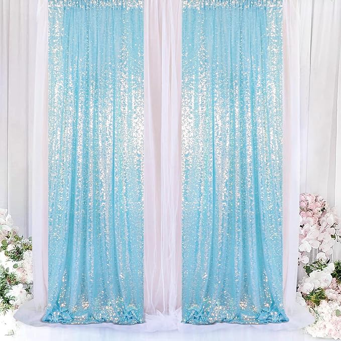 ShiDianYi Iridescent Aqua Sequin Backdrops - Image 4