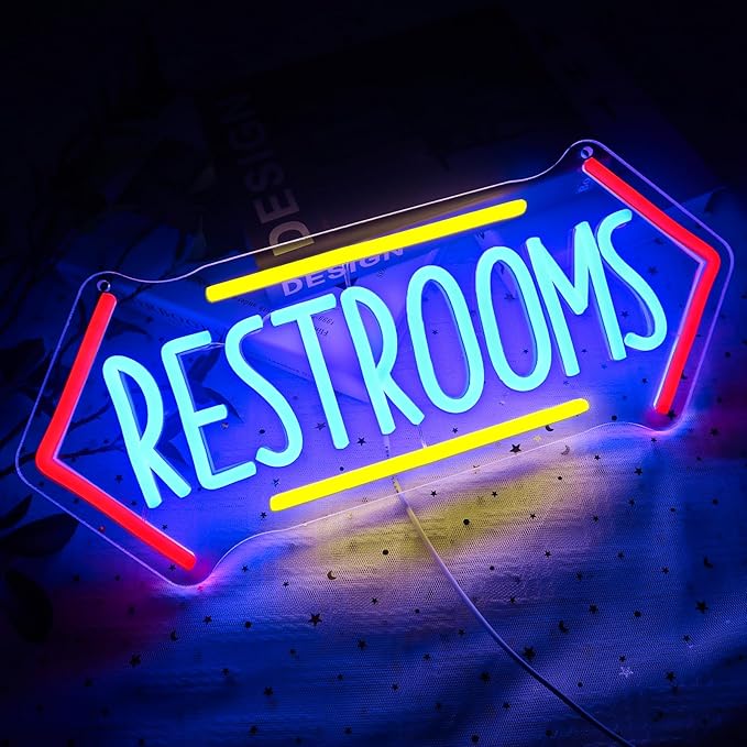 Restroom Neon Sign for Wall Decor, Toilet Led Signs for Bathroom, Unisex - Image 4