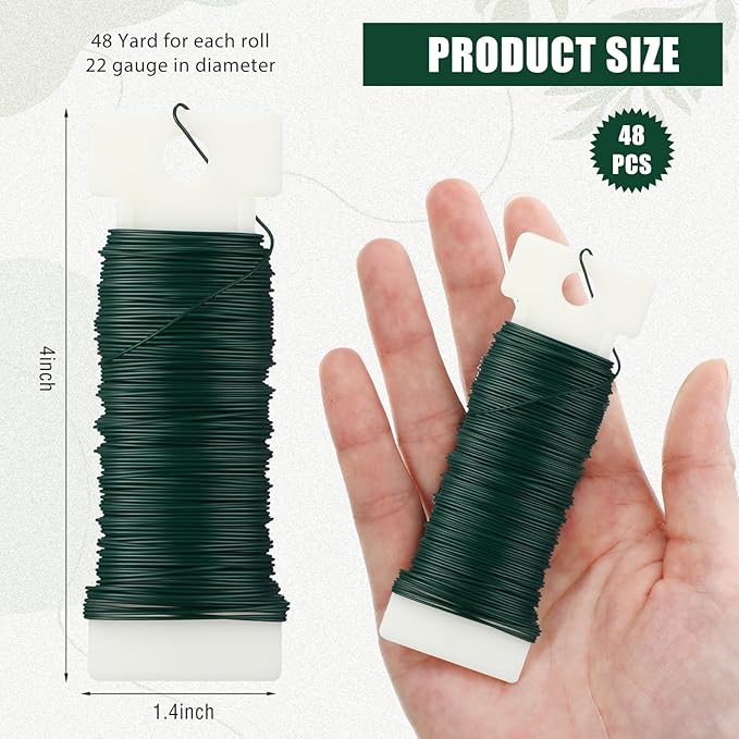 Ferraycle 16 Pack Green Floral Wire 38 Yards 22 Gauge Flexible Paddle Florist - Image 2