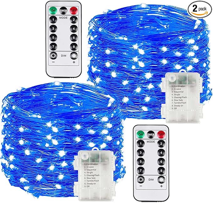 2 Pack Each 33Ft 100LED Battery Operated Fairy Lights by BOSSERN