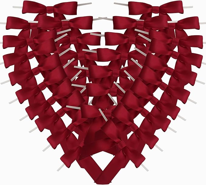 50pcs 2-1/2" Burgundy Satin Ribbon Bows by Micomon