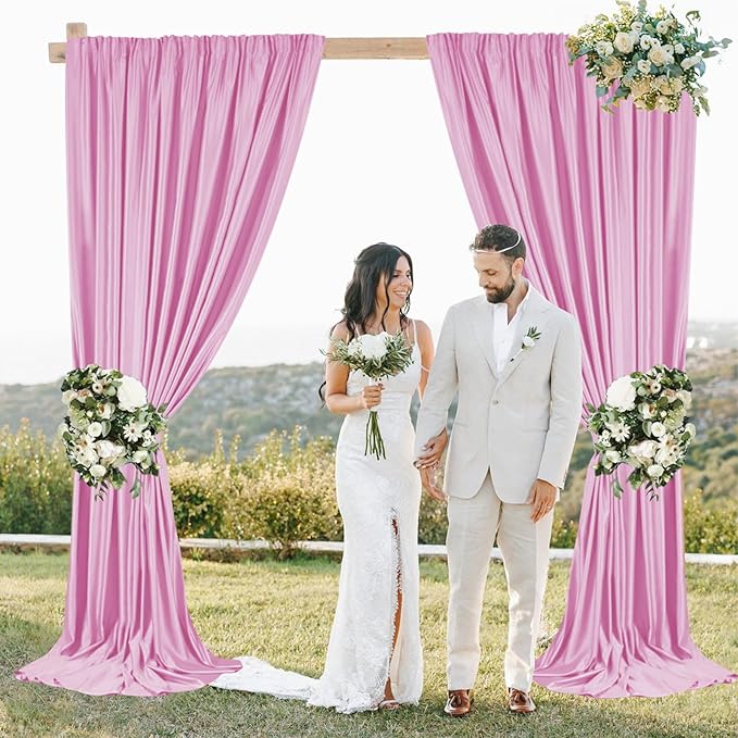 Sugargirl 10x10FT Pink Backdrop Curtains Polyester Photo Backdrop Drapes - Image 3