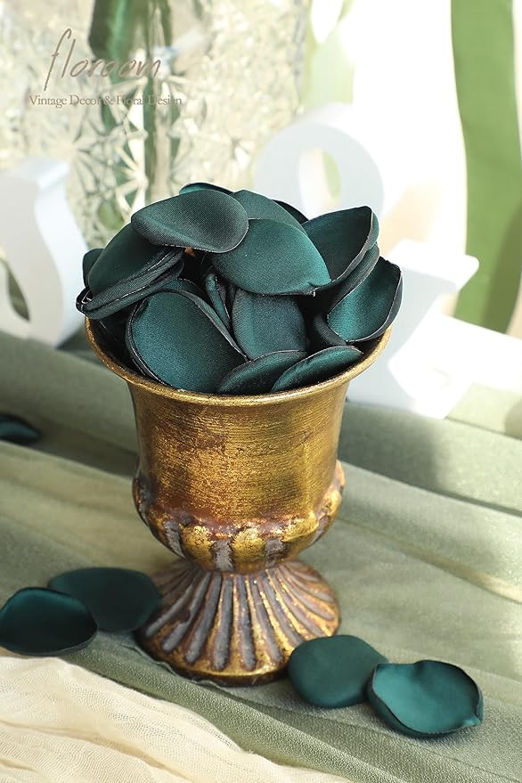 Floroom 300pcs Rose Petals Emerald Green Faux Silk Flower Petals - Image 2