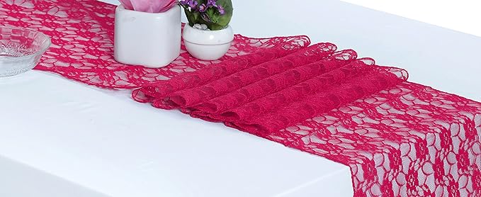 MDS Pack of 5 Wedding 12 x 108 inches Lace Table Runner - Image 2
