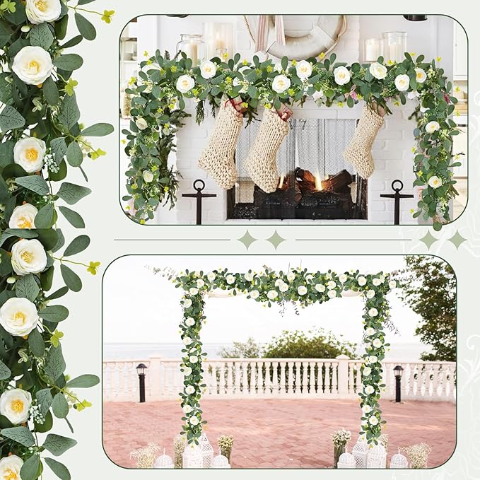 ASTRYAS 2 Pack 6.23Ft Artificial Eucalyptus Garland - Image 8