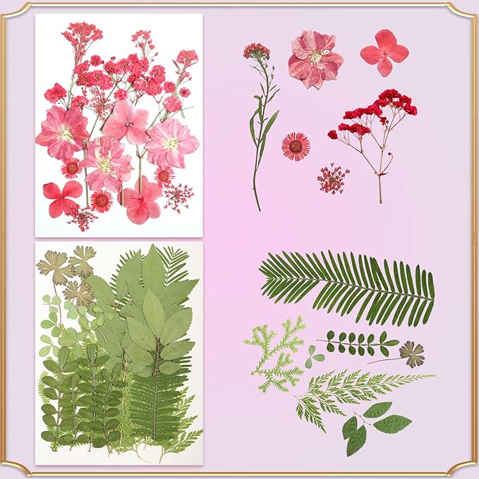 120Pcs Dried Pressed Flowers for Resin Mould Dry Flower Real Leaves Bulk - Image 3