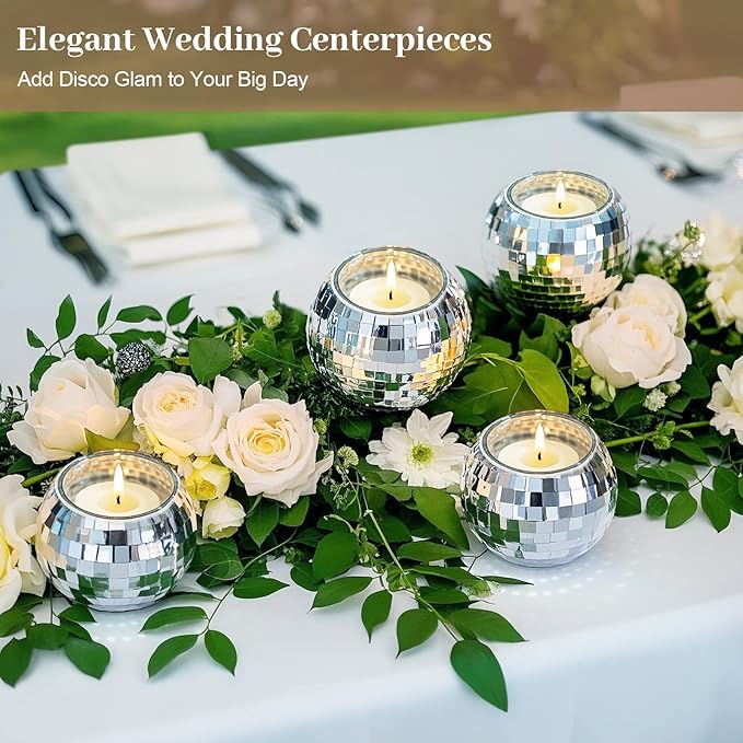 Luditek Disco Ball Candle Holders, Glass Votive - Image 5