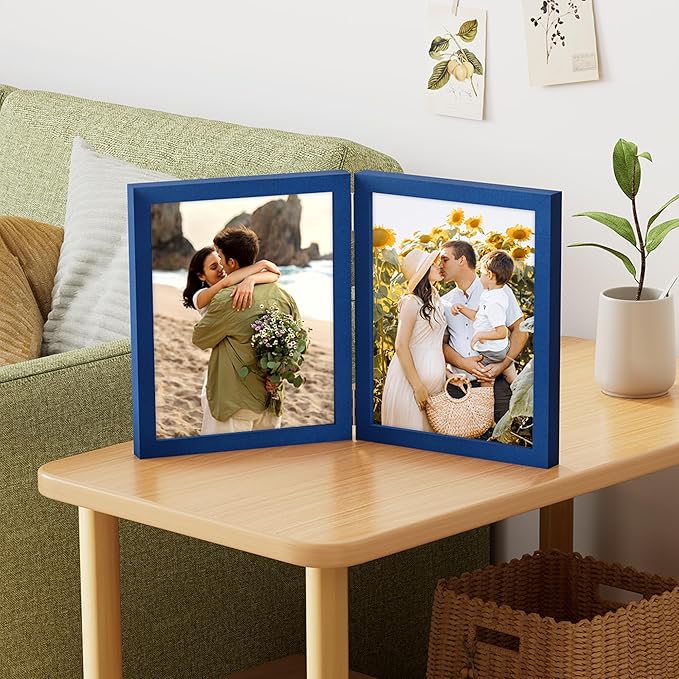 decorUhome Double 8x10 Picture Frame Vertical, Engineered Wood Bifold Photo - Image 5
