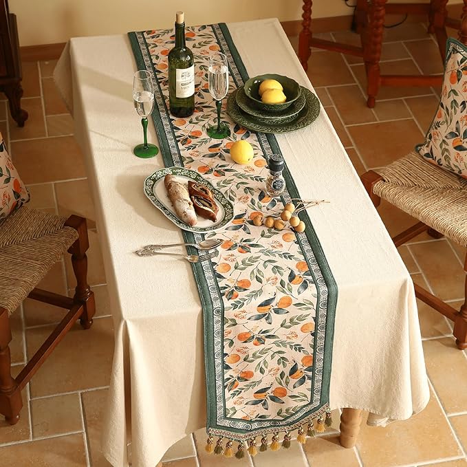 patdrea Designer Vintage Fresh Farmhouse Linen Table Runner 102 Inch Long - Image 8