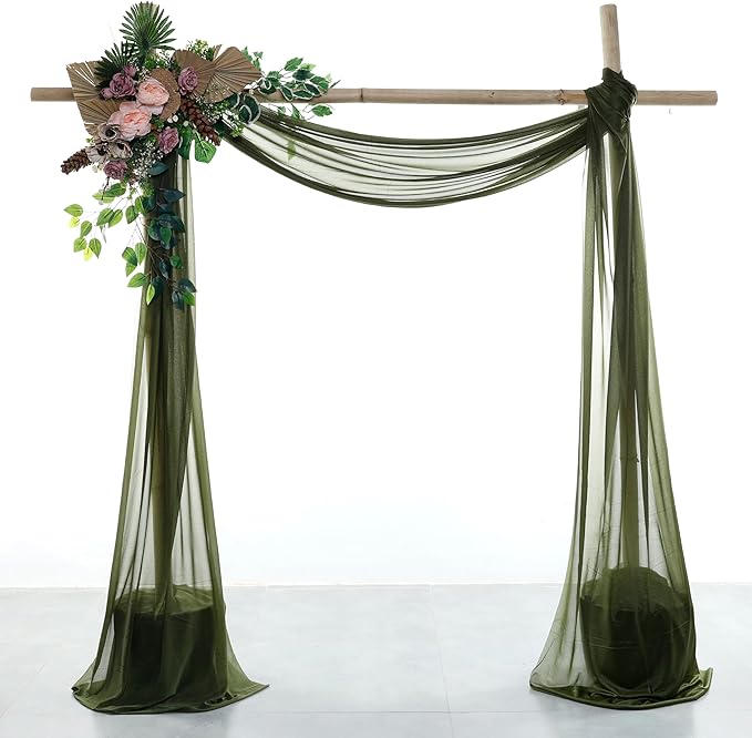 VDS Pack of 2 Panel Wedding Arch Draping Fabric Sheer Chiffon Fabric Drapery by VDS