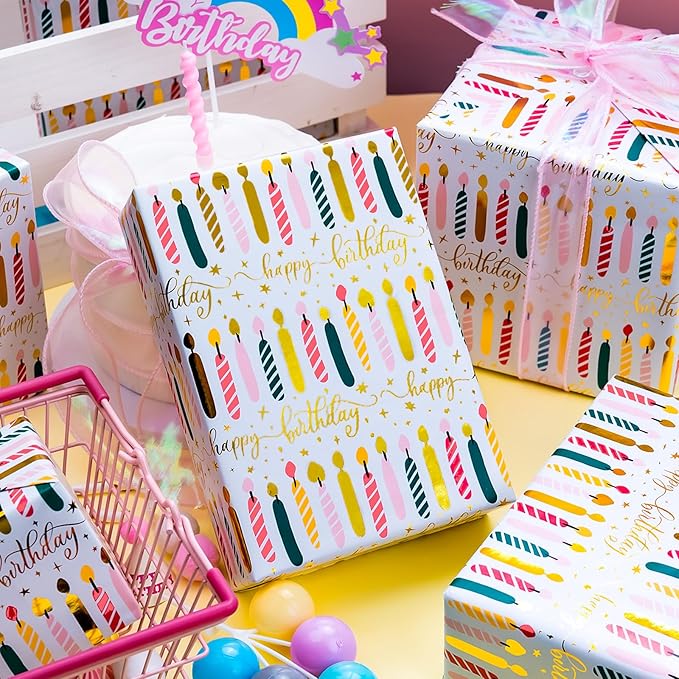 Yarcony Birthday Candle Wrapping Paper Roll - Image 5