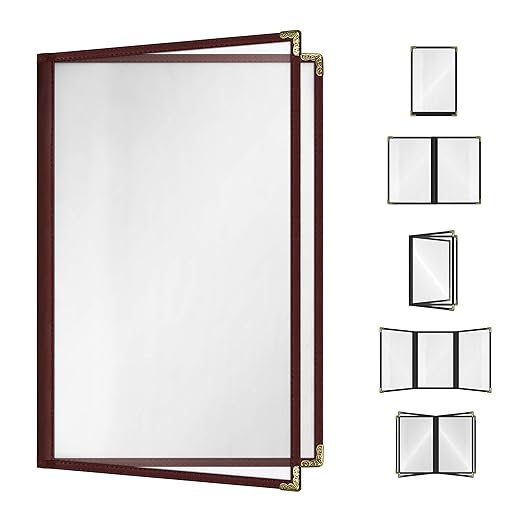 Goodsmart Restaurant Menu Covers – 25 Pack Burgundy 4-View 8.5" x 14", by ACISuperPower
