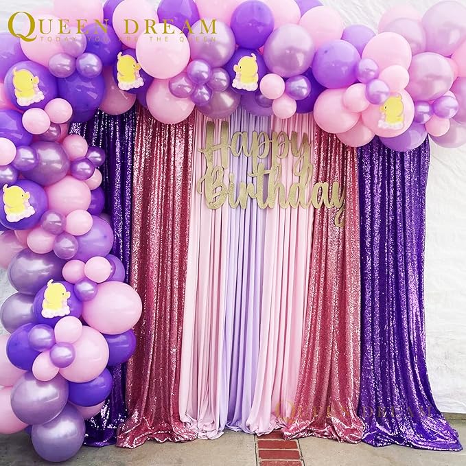 Purple Sequin Backdrop 4 Panels 2FTx8FT Photo Background Glitter Party Backdrop - Image 2