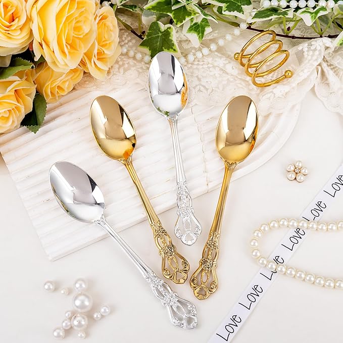 30PCS Gold Plastic Spoons - Image 5