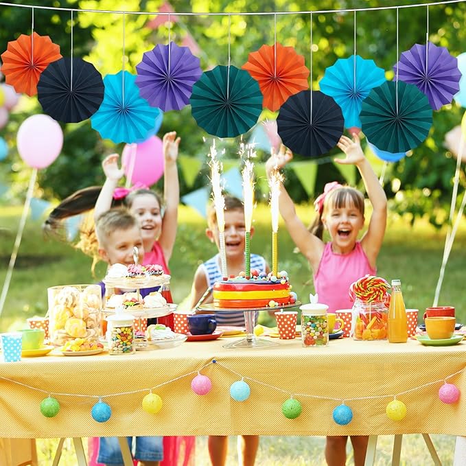 BARTHEW Blue Hanging Paper Fans, Party Decorations - Image 7
