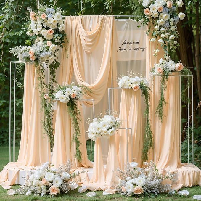 Wedding Arch Draping Fabric, 2 Panels 18FT Champagne Arch Drapes Chiffon Fabric - Image 6