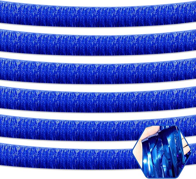 6 Pack 10 Feet Blue Foil Fringe Garland Metallic Tinsel Streamers Banner Wall by Ferwzsr