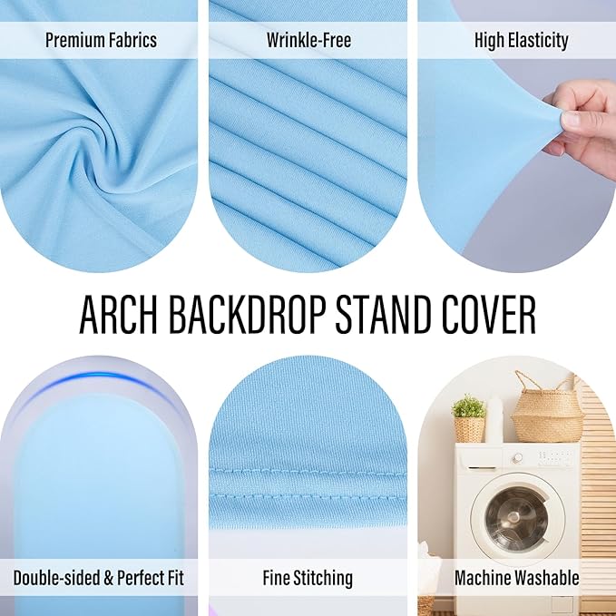 LEBENGURU Upgraded 6FT Wedding Arch Cover, Baby Blue Spandex Fitted Arch - Image 3