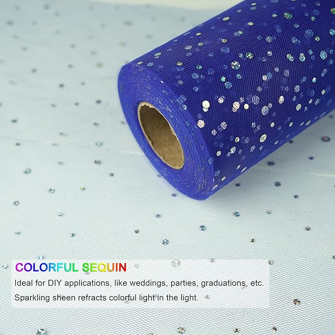 Glitter Tulle Rolls, 6” by 50 Yards Sequin Tule Netting Fabric Tulle - Image 4