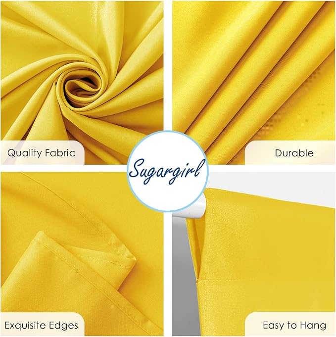 Sugargirl 10x10FT Yellow Backdrop Curtains Polyester Photo Backdrop Drapes - Image 5