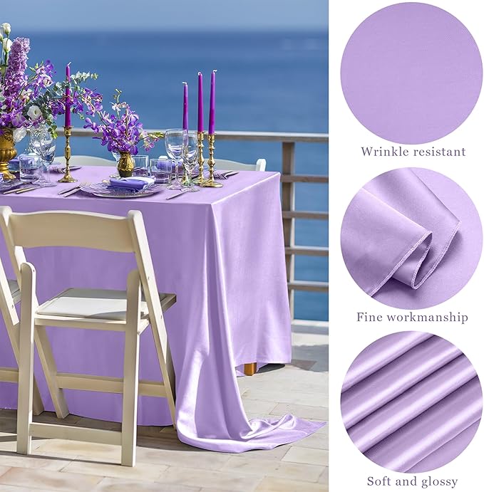 TURSTIN 4 Packs Pastel Rainbow Satin Tablecloth 102 x 58 Inch Overlay Satin - Image 3