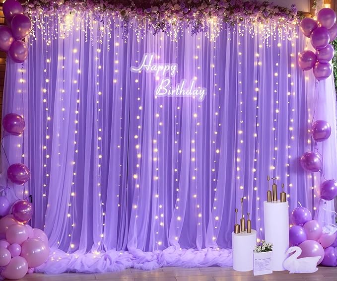 Purple Sheer Backdrop Curtains - Image 3