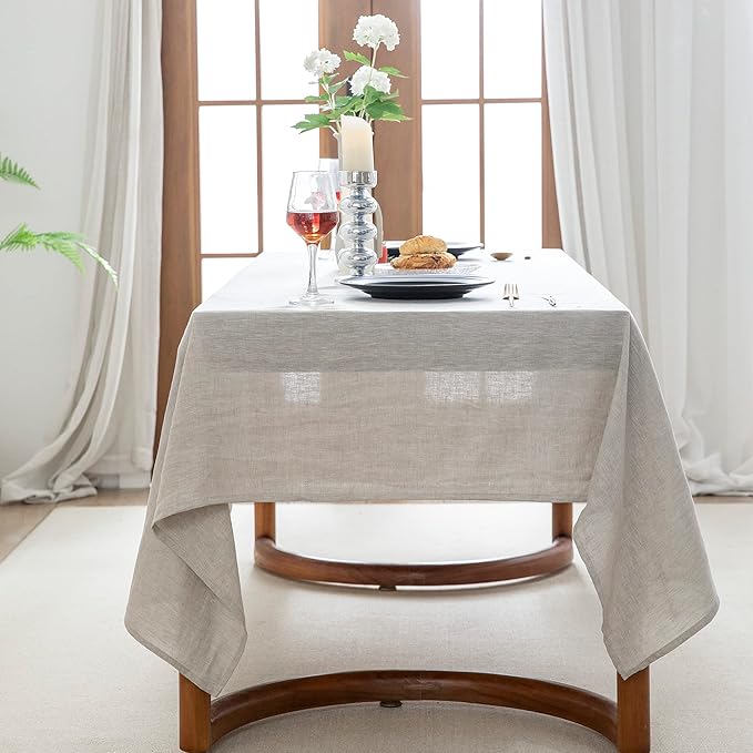 EVERLY100% Pure Linen Rectangle Tablecloths132Lx60WInch - Image 3