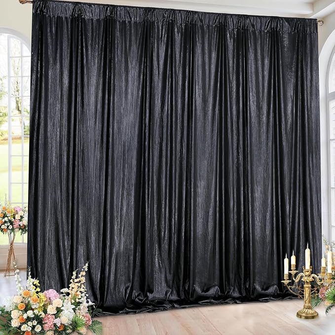 Black Backdrop for Parties 4 Panels 4.8x8FT Sequin Curtains Backdrop Drapes - Image 8