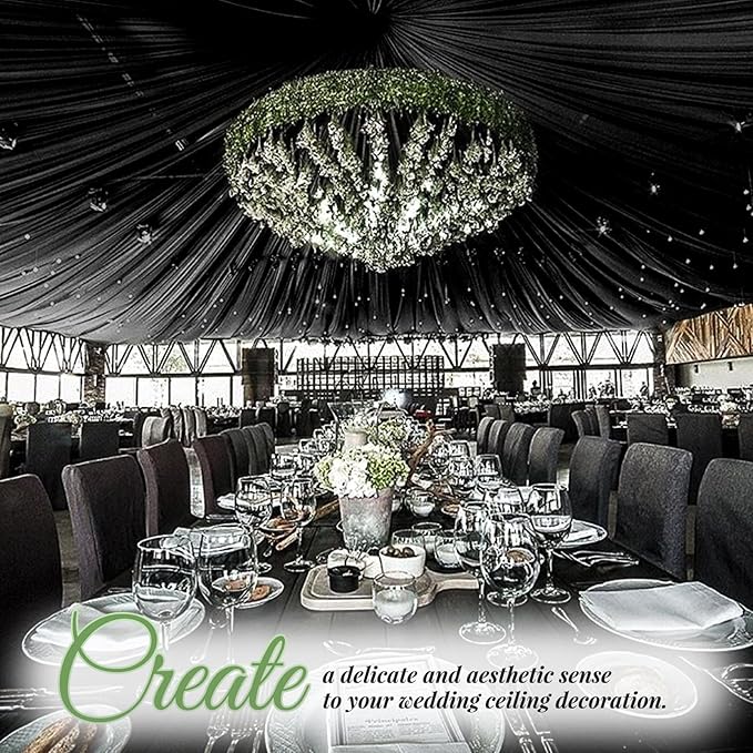 6 Panels Black Wedding Ceiling Drapes 5ftx30ft Ceiling Drapes Chiffon Fabric - Image 6