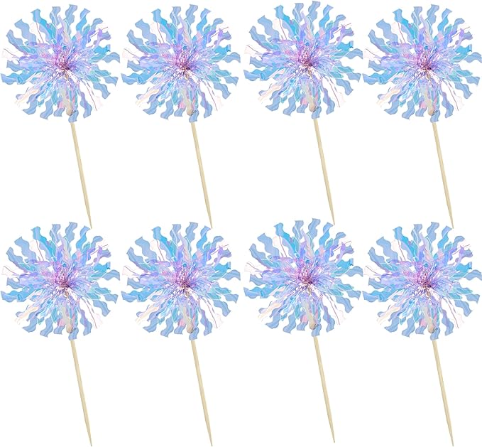 Ephlyn 30Pcs Foil Firework Cupcake Toppers Party Birthday Cake Toppers Supplies - Image 3