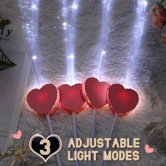 50 Pcs Wedding Sparklers Heart Shaped LED Glow Sticks Fiber Optic Wands Light - Image 3